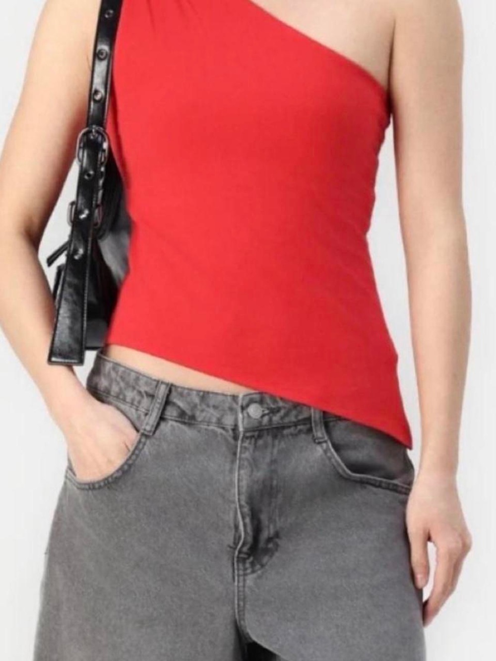 Hollister Red One-Shoulder Tank size Large